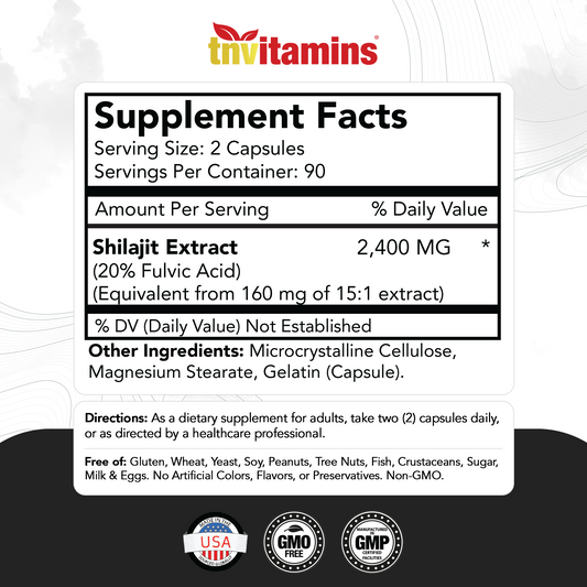 Shilajit Capsules 2400 MG - 180 Capsules | 100% Pure Himalayan Shilajit for Men & Women | Shilajit Resin Supplement | Three Month Supply! | Non-GMO, Gluten-Free
