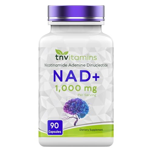 tnvitamins NAD+ Supplement 1,000 mg Per Serving - 90 Count | High Potency NAD Capsules | Nicotinamide Adenine Dinucleotide | NAD Plus Support for Energy & Vitality