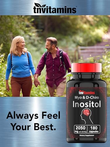 tnvitamins Inositol: 2,050mg - 180 Capsules | Inositol Powder Capsules for Women & Men | 40:1 Ratio of Myo-Inositol to D-Chiro Inositol | Made in The USA!