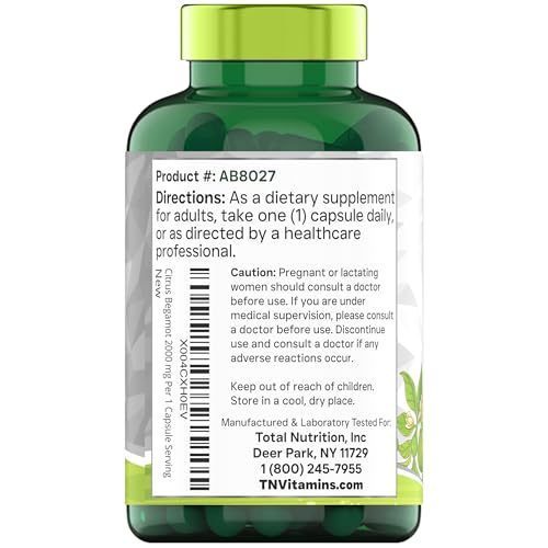 tnvitamins Citrus Begamot 2000mg - 180 Capsules | Ultra Potent Citrus Bergamot Supplement 2000 mg Per 1 Capsule Serving | 6 Month Supply! | Non-GMO | Made in The USA!