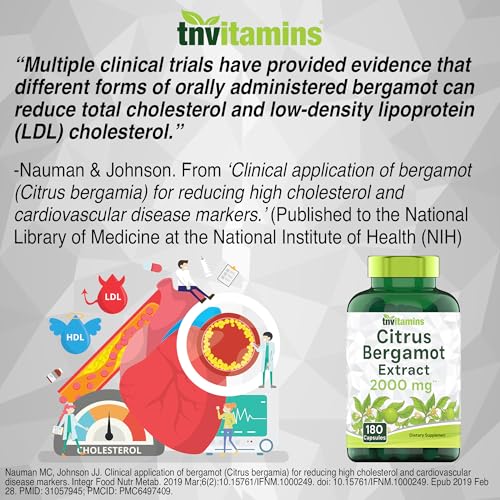 tnvitamins Citrus Begamot 2000mg - 180 Capsules | Ultra Potent Citrus Bergamot Supplement 2000 mg Per 1 Capsule Serving | 6 Month Supply! | Non-GMO | Made in The USA!