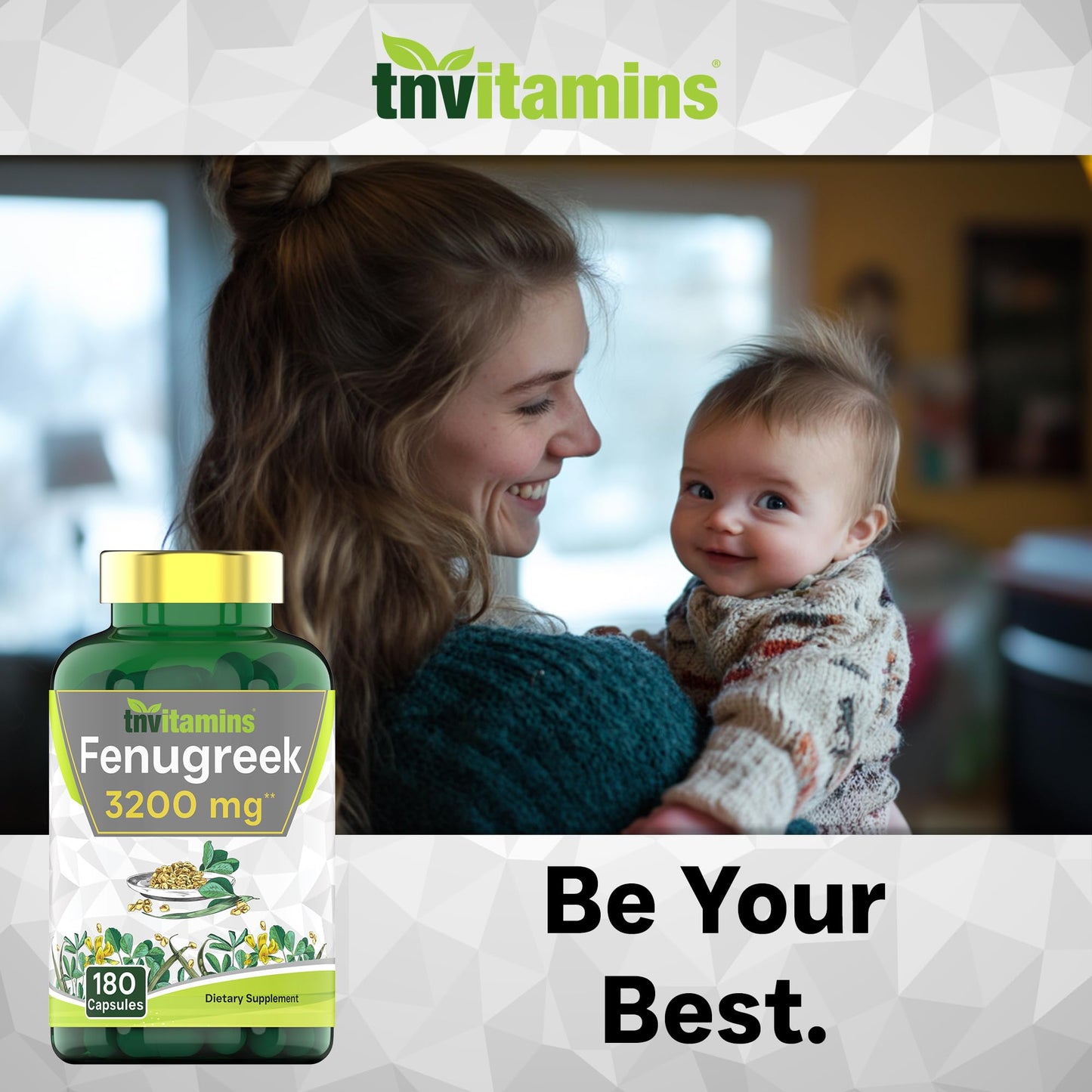 tnvitamins Fenugreek Capsules: 3200 mg - 180 Capsules | Fenugreek Supplement for Men & Women | Fenugreek Seed Powder Extract | Non-GMO | Made in The USA!