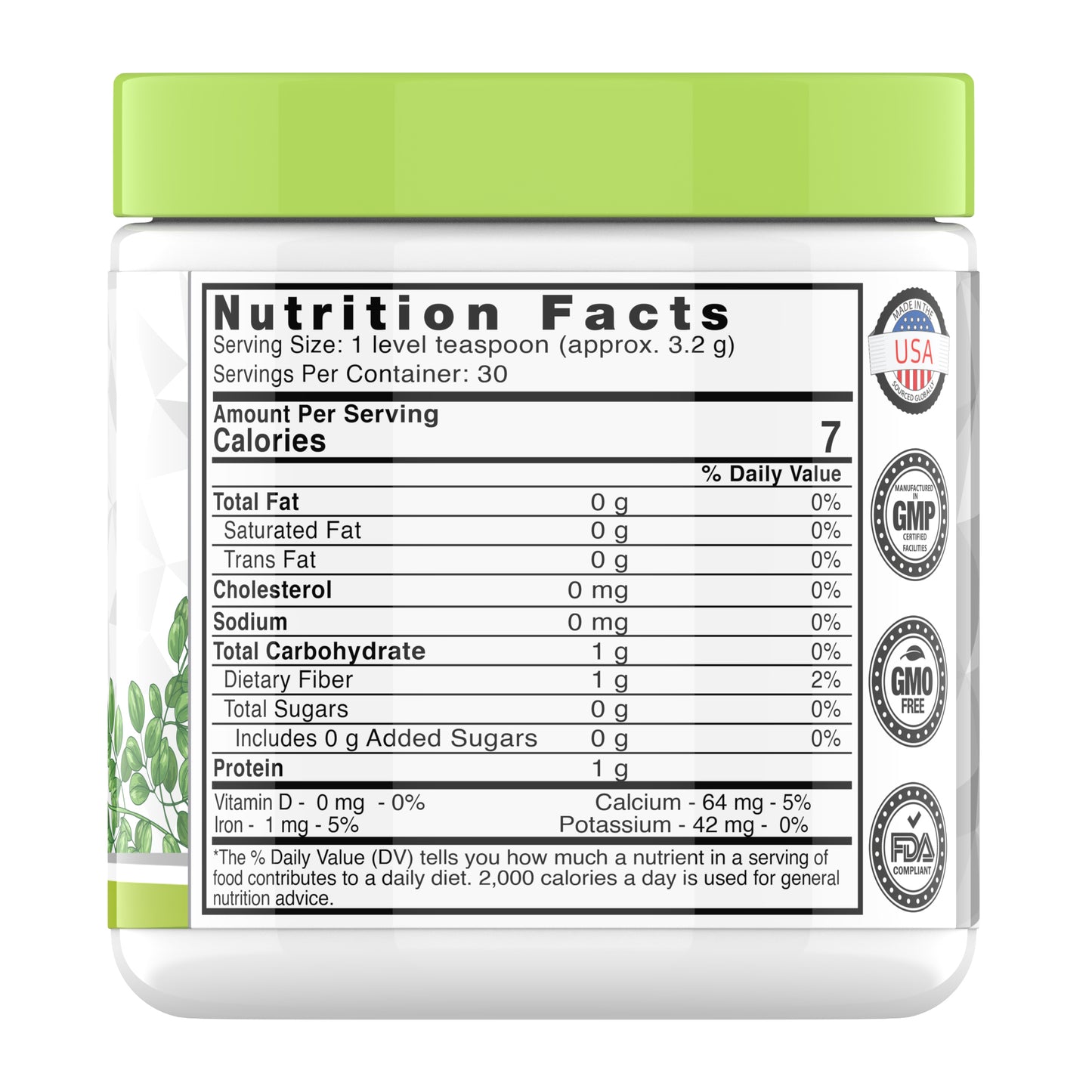 tnvitamins Organic Moringa Powder: Over 3 Grams per Serving | 30 Day Supply | 100% Organic Moringa Leaf Powder for Tea, Shakes, Smoothies, Baking