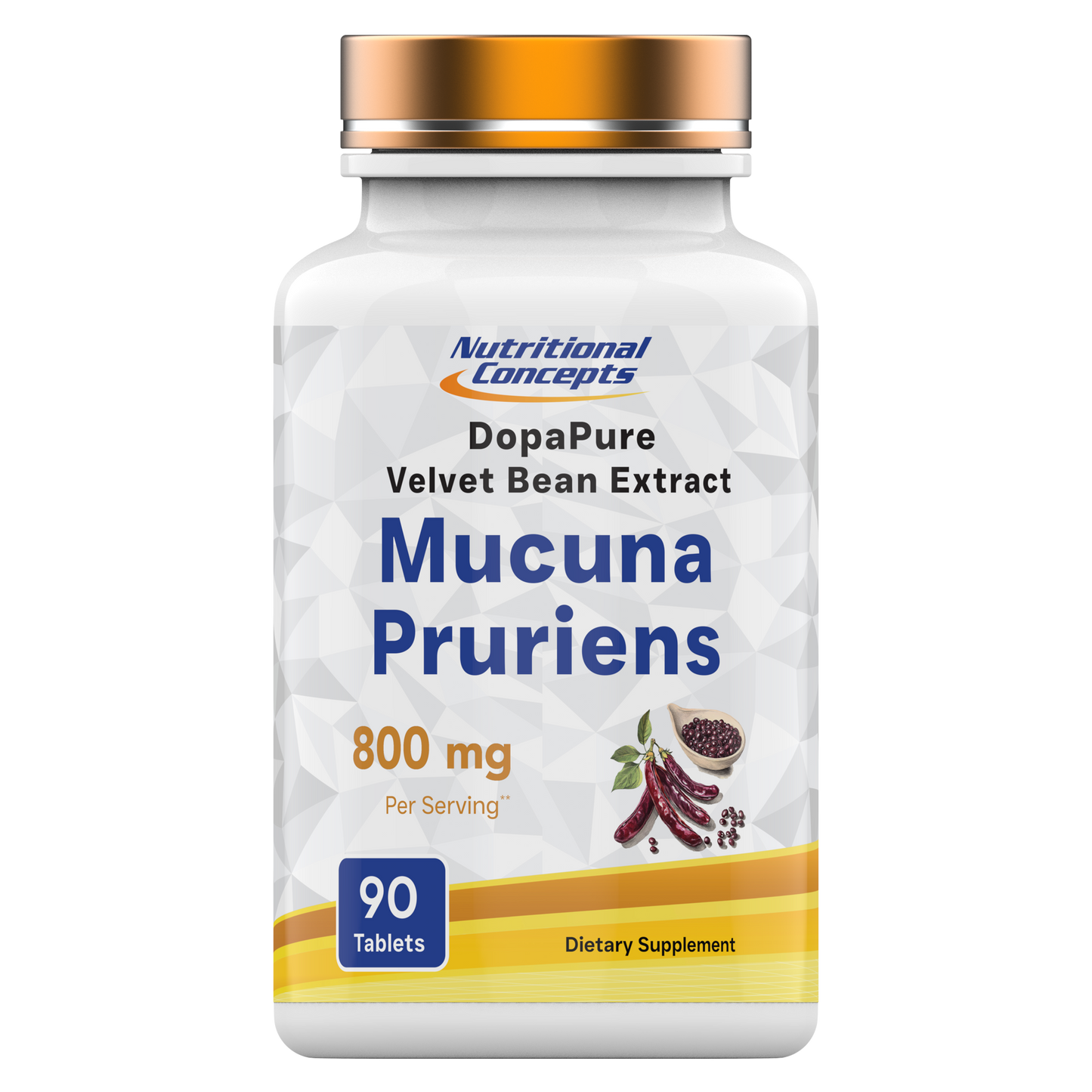 Nutritional Concepts Mucuna Pruriens 800 Mg - Velvet Bean - 15% L-dopa - 90 Tablets