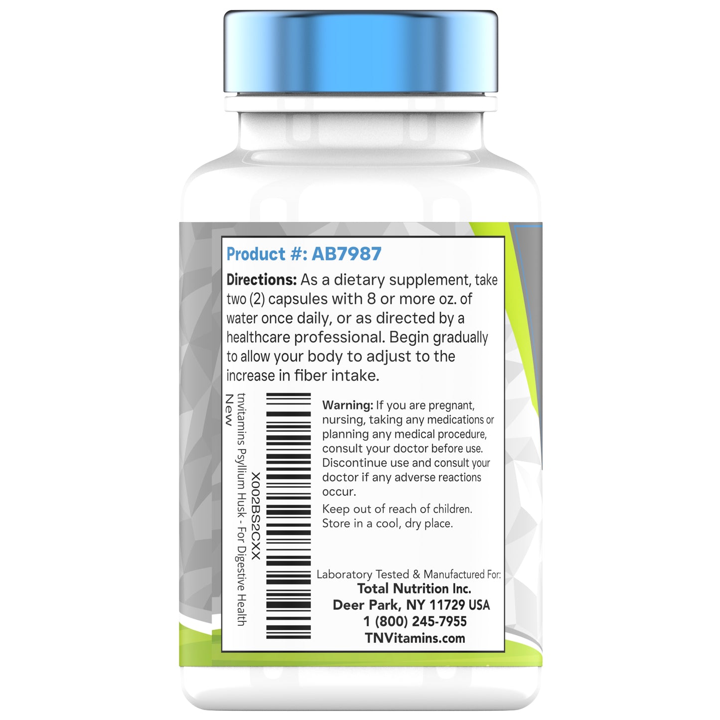 Psyllium Husk Capsules | 1700 MG - 250 Capsules | with Probiotic Acidophilus | Extra Strength Soluble & Dietary Fiber Supplement | Supports Digestive Health | by TNVitamins