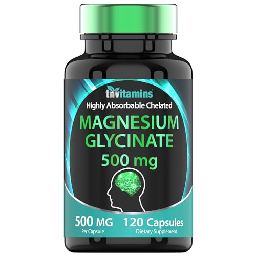 Magnesium Glycinate 500mg Per Capsule - 120 Count | 4 Month Supply! | Pure Chelated Magnesium Supplement for Sleep, Calm, Nerve, Joint, & Bone Support* | AKA Magnesium Bisgycinate | Non-GMO