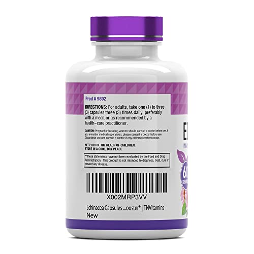 Echinacea Capsules (1500 MG - 180 Capsules) | Supports Health & Well-Being | Echinacea Root Herbal Extract Supplement | Produced in The USA | TNVitamins