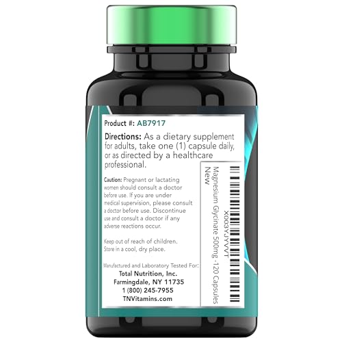 Magnesium Glycinate 500mg Per Capsule - 120 Count | 4 Month Supply! | Pure Chelated Magnesium Supplement for Sleep, Calm, Nerve, Joint, & Bone Support* | AKA Magnesium Bisgycinate | Non-GMO