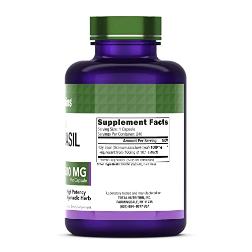 Tulsi Holy Basil Capsules (1600 MG - 240 Capsules) | May Promote Stress & Frustration Relief* | Tulsi Holy Basil Leaf Powder Extract | Adaptogenic, & Ayurvedic Herb | TNVitamins