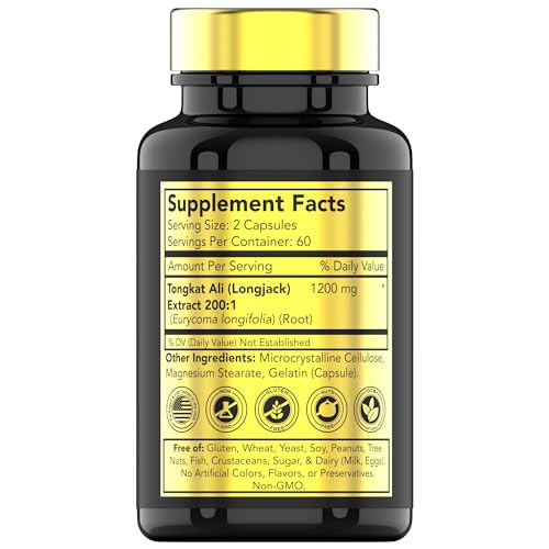 Tongkat Ali For Men: 1200 mg - 120 Capsules | Also Known As Longjack Root | 100% All-Natural & Ultra Potent Tongkat Ali Supplement | Energy, Power, Strength, Athletic Performance, & Sports Nutrition