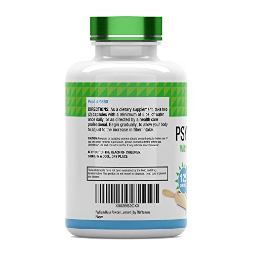 Psyllium Husk Capsules | 1700 MG - 250 Capsules | with Probiotic Acidophilus | Extra Strength Soluble & Dietary Fiber Supplement | Supports Digestive Health | by TNVitamins