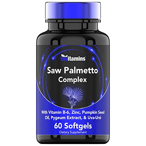 Saw Palmetto Complex with Pygeum Extract, Pumpkin Seed Oil, Vitamin B-6, Zinc, & Uva-Ursi | Prostate Supplement for Men* | Supports Hair Growth* & Urinary Tract Health* | by TNVitamins