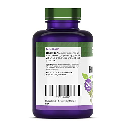 Tulsi Holy Basil Capsules (1600 MG - 240 Capsules) | May Promote Stress & Frustration Relief* | Tulsi Holy Basil Leaf Powder Extract | Adaptogenic, & Ayurvedic Herb | TNVitamins