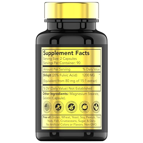 Shilajit Capsules 2400 MG - 180 Capsules | 100% Pure Himalayan Shilajit for Men & Women | Shilajit Resin Supplement | Three Month Supply! | Non-GMO, Gluten-Free