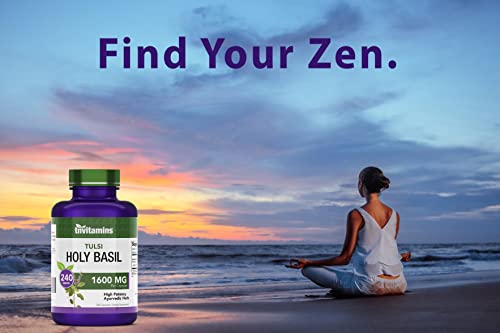 Tulsi Holy Basil Capsules (1600 MG - 240 Capsules) | May Promote Stress & Frustration Relief* | Tulsi Holy Basil Leaf Powder Extract | Adaptogenic, & Ayurvedic Herb | TNVitamins