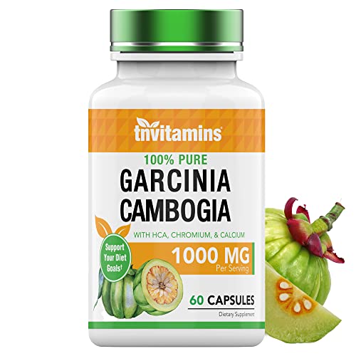 Garcinia Cambogia Extract Capsules (1000 MG - 60 Pills) with HCA & Chromium | Weight Loss Pills for Women & Men* | Appetite Suppressant for Weight Loss | by TNVitamins
