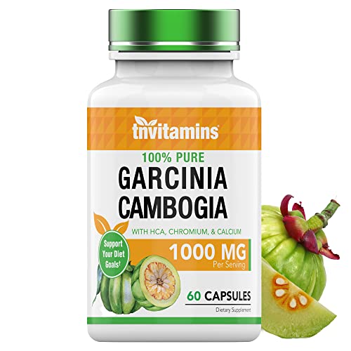 Garcinia Cambogia Extract Capsules (1000 MG x 60 Pills) with HCA & Chromium | Weight Loss Pills for Women & Men* | Appetite Suppressant for Weight Loss | by TNVitamins