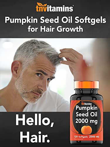 tnvitamins Pumpkin Seed Oil - 2000 MG - 120 Softgels | Pumpkin Seed Oil for Hair Growth* | Pumpkin Seed Oil Extract Supplement for Bladder Control* | Non-GMO