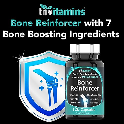 Bone Reinforcer (120 Capsules) MCHA Calcium Supplement with Vitamin D3, Magnesium, Vitamin K2, Boron Citrate, Phosphorous MCHA, & Manganese | Powerful Bone Supplement for Women & Men