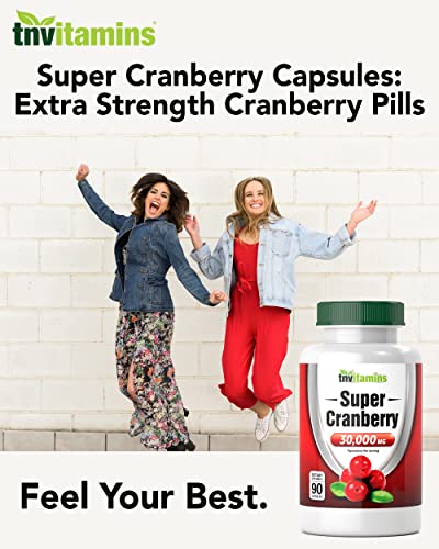 Cranberry Pills for Women & Men (30,000 MG  -  90 Capsules) | Supports Urinary Tract Health* | Cranberry Concentrate Supplement | Bladder & Kidney Support* | Supports Women's Health* | Antioxidants
