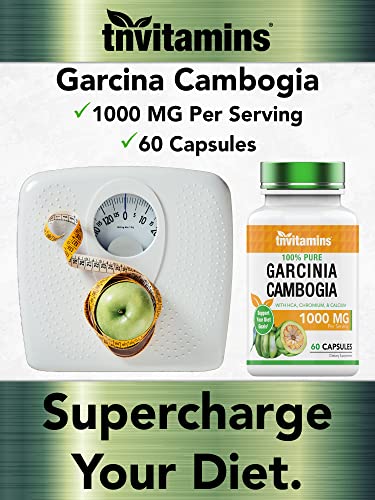 Garcinia Cambogia Extract Capsules (1000 MG - 60 Pills) with HCA & Chromium | Weight Loss Pills for Women & Men* | Appetite Suppressant for Weight Loss | by TNVitamins