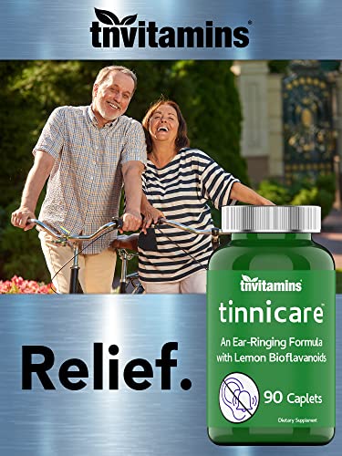 tnvitamins Tinnicare: A Comprehensive Ear-Ringing Relief Formula with Lemon Bioflavonoids, Vitamin C, & Vitamins B1, B2, B6, & B12 | 90 Caplets