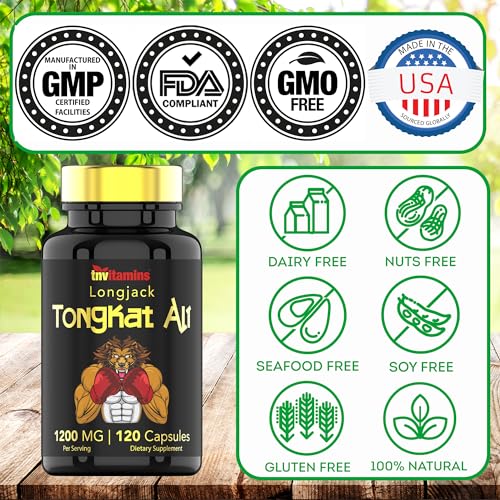 Tongkat Ali For Men: 1200 mg - 120 Capsules | Also Known As Longjack Root | 100% All-Natural & Ultra Potent Tongkat Ali Supplement | Energy, Power, Strength, Athletic Performance, & Sports Nutrition