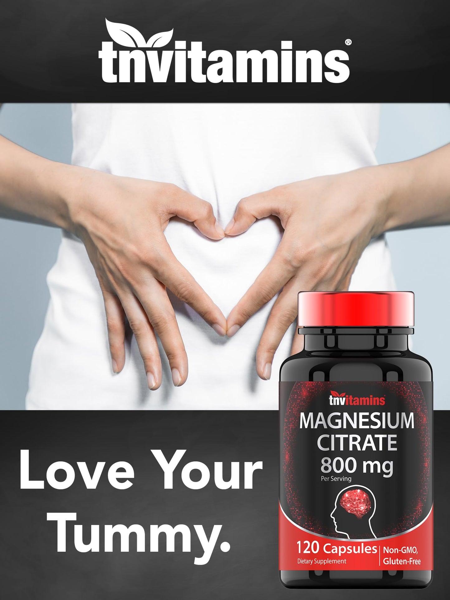 TNVitamins Magnesium Citrate 800 MG - 120 Capsules | Two Month Supply! | Pure Magnesium Citrate Powder Capsules | Citrato De Magnesio | Non-GMO | Produced in The USA!