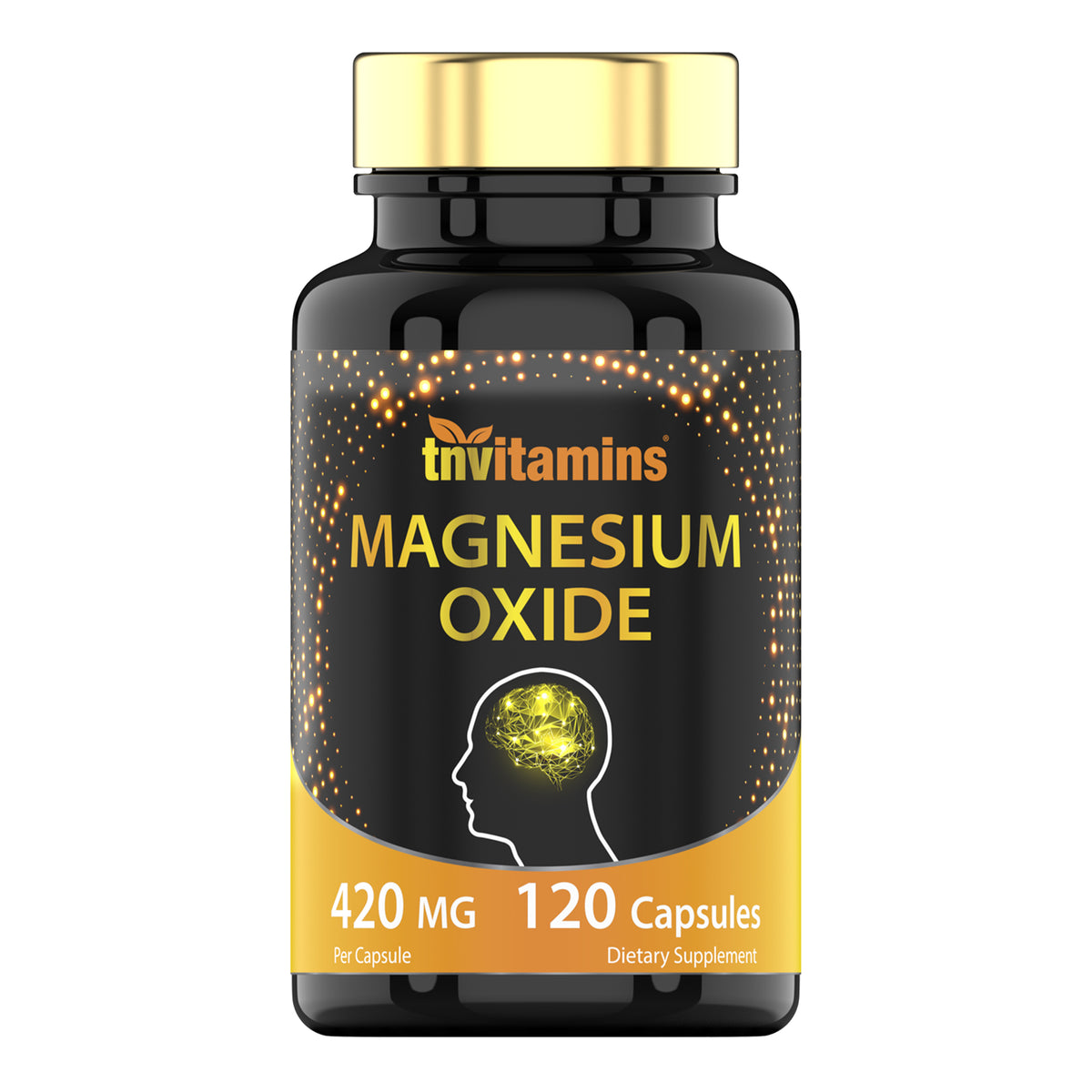 tnvitamins Magnesium Oxide 420mg - 120 Capsules | 4 Month Supply! | 100% Daily Value of Magnesium Oxide in One Capsule | Oxido de Magnesio | Non-GMO, Made in The USA
