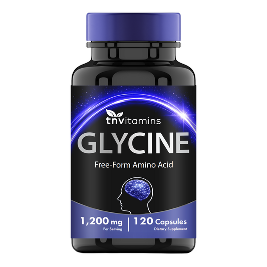 TNVitamins Glycine 1200mg Per Serving, Free Form Amino Acid Supplement, Supports Relaxation & Restful Sleep*, Glycine Capsules, 120 Capsules