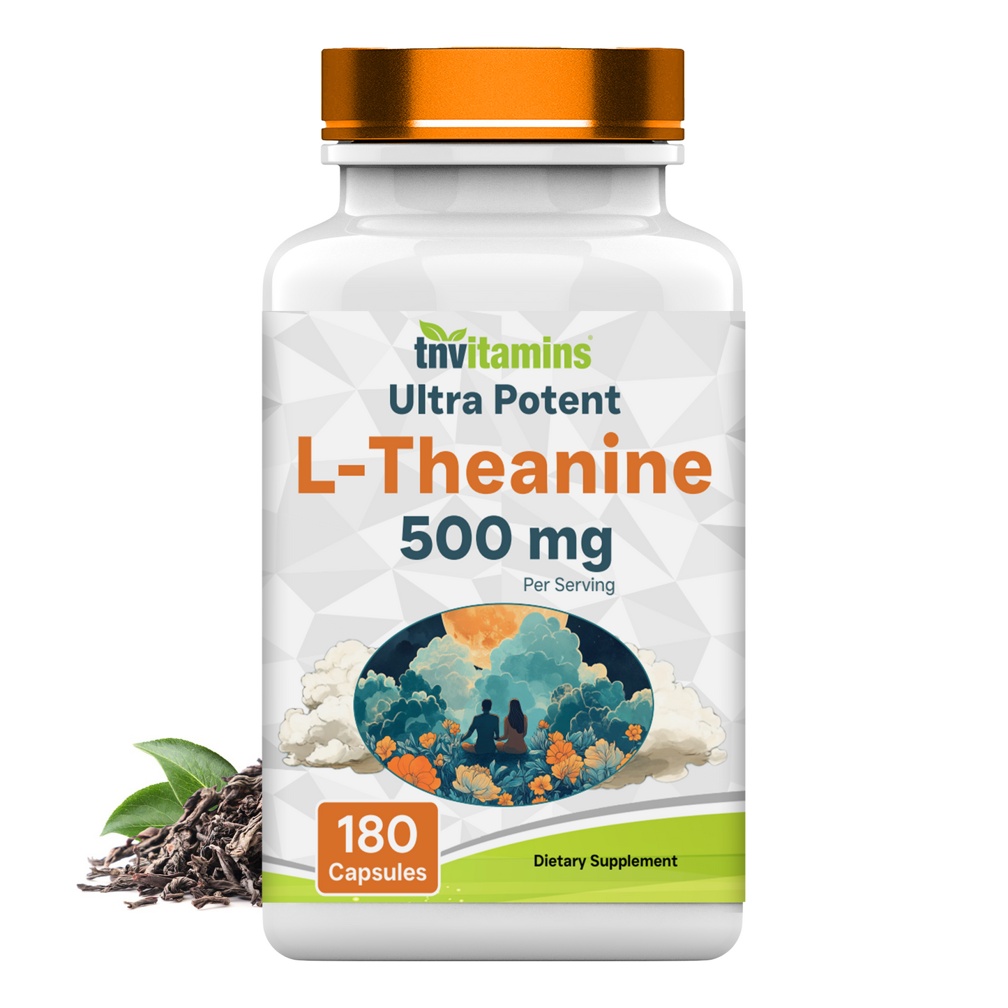 L-Theanine 500 mg Per Serving - 180 Capsules | Keep Calm, Cool, Collected, Alert, & Focused | L-Theanine Supplement May Support Mood, Brain, & Cognitive Function* | Non-GMO, Made in The USA!