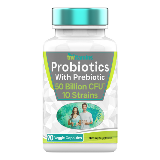 Probiotics with Prebiotic: 50 Billion CFU - 10 Strain - 90 Vegetarian Capsules | with Acidophilus Probiotic for Digestive Health, Gut Health, & Immune Support* | for Men & Women