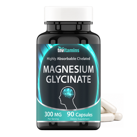 Chelated Magnesium Glycinate Capsules (300 MG - 90 Count) for Women & Men | AKA Magnesium Bisglycinate | Highly Absorbable | Calm, Sleep, Muscle, Stress, & Frustration Support* | by TNVitamins