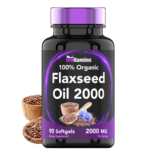 tnvitamins Organic Flaxseed Oil Softgels: 2000 mg  - 90 Softgels | High in Omega-3 Fatty Acids | Flaxseed Oil Supplement for Women & Men | Non-GMO