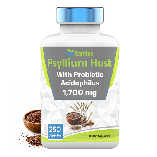 Psyllium Husk Capsules | 1700 MG - 250 Capsules | with Probiotic Acidophilus | Extra Strength Soluble & Dietary Fiber Supplement | Supports Digestive Health | by TNVitamins