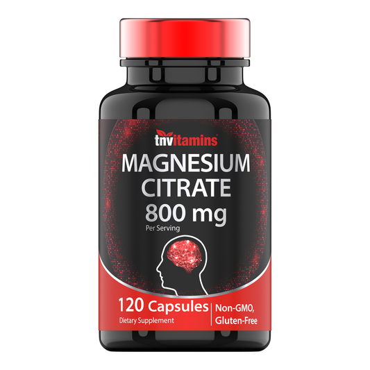 TNVitamins Magnesium Citrate 800 MG - 120 Capsules | Two Month Supply! | Pure Magnesium Citrate Powder Capsules | Citrato De Magnesio | Non-GMO | Produced in The USA!