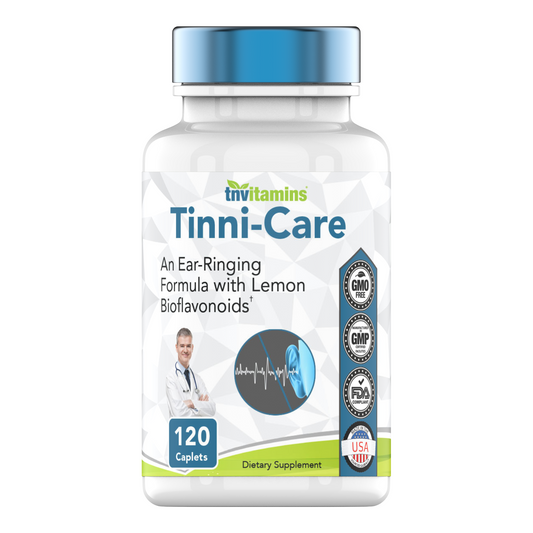 tnvitamins  **New Larger Size and New Label** Tinni-Care Lemon Bioflavaniod Supplement an Ear Ringing Relief Formula That May Help with Ringing Over Time | 120 Caplets - Vitamins C, B1, B2, B6 & B12