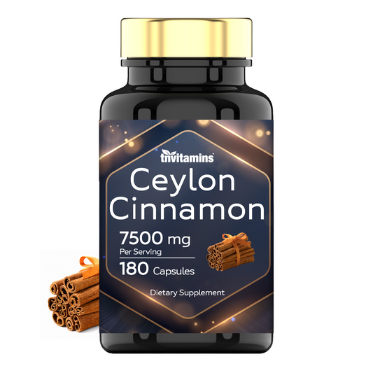 tnvitamins Ceylon Cinnamon Capsules 7500mg Per Serving - 180 Capsules | High Potency Ceylon Cinnamon Powder Pills for Women & Men