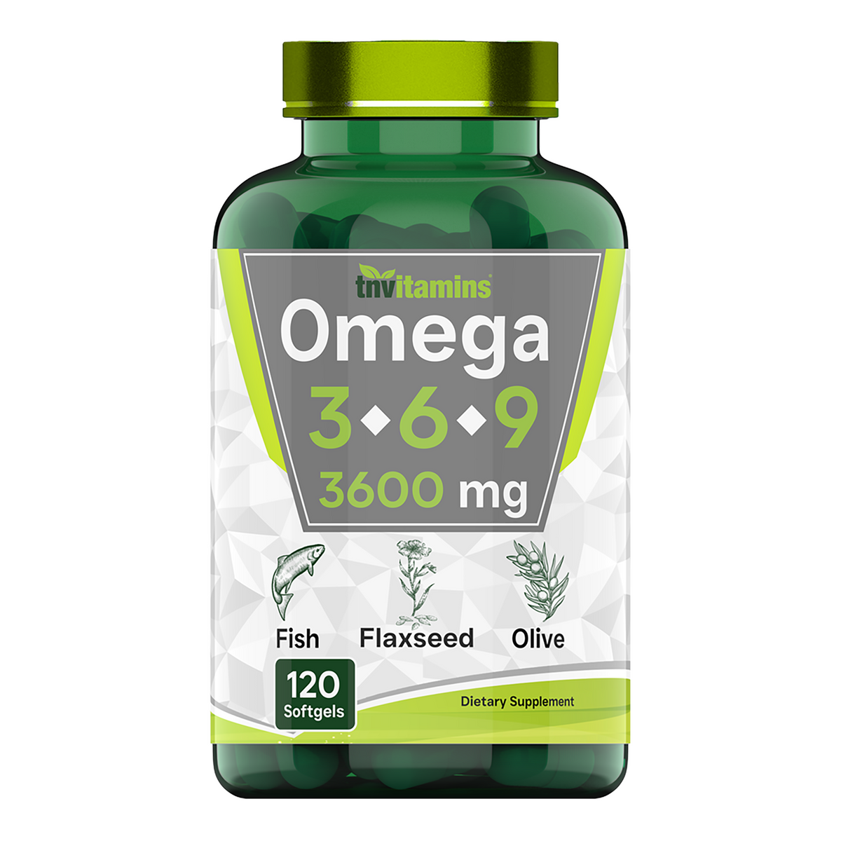 Triple Omega 3◆ 6◆ 9: 3600mg  - 120 Softgels | Omega Essential Fatty Acids from Fish Oil (EPA & DHA), Flaxseed Oil (ALA & LA), & Olive Oil (OA) | Omega 3-6-9 Supplement for Women & Men | Non-GMO