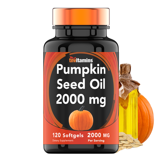 tnvitamins Pumpkin Seed Oil - 2000 mg Per Serving -  120 Softgels | Pumpkin Seed Oil for Hair Growth* | Pumpkin Seed Oil Extract Supplement for Bladder Control* | Non-GMO