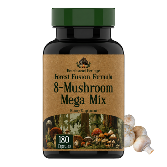 8 Mushroom Complex - 180 Capsules - Lion’s Mane, Reishi, Chaga, Cordyceps & Turkey Tail - Natural Immune, Focus & Energy* Support Supplement for Men & Women