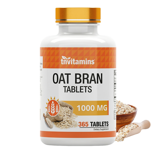 Oat Bran Tablets | 365 Tablets  -  1,000 MG per Tablet | Oat Fiber Tablets | Soluble & Dietary Fiber Supplement | May Support Digestive Health* | TNVitamins