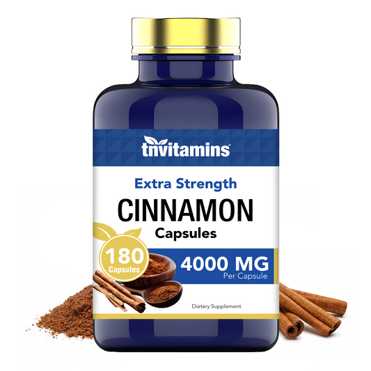Cinnamon Capsules 4000 MG - 180 Capsules | Ceylon Cinnamon & Cassia Cinnamon Pills | Blood Sugar Support Supplement* | Extra Strength Cinnamon Bark Extract | Cinnamon Complex | by TNVitamins