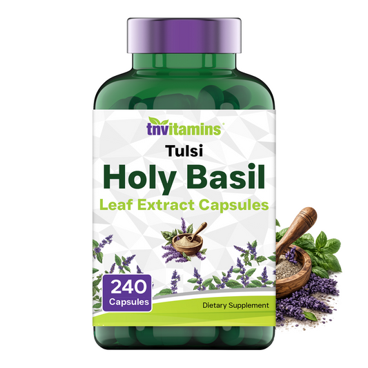 Tulsi Holy Basil Capsules (1600 MG  -  240 Capsules) | May Promote Stress & Frustration Relief* | Tulsi Holy Basil Leaf Powder Extract | Adaptogenic, & Ayurvedic Herb | TNVitamins