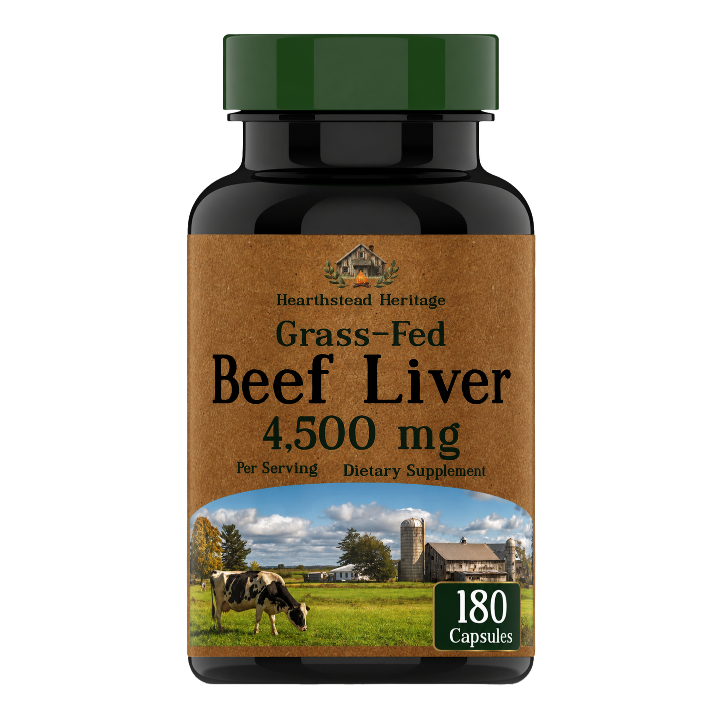 tnvitamins Grass Fed Beef Liver Capsules 4,500 mg per Serving – 180 Capsules | Desiccated, Freeze-Dried, Pasture-Raised Beef Liver Supplement | Natural Energy, Vitality & Immune Support | Made in USA