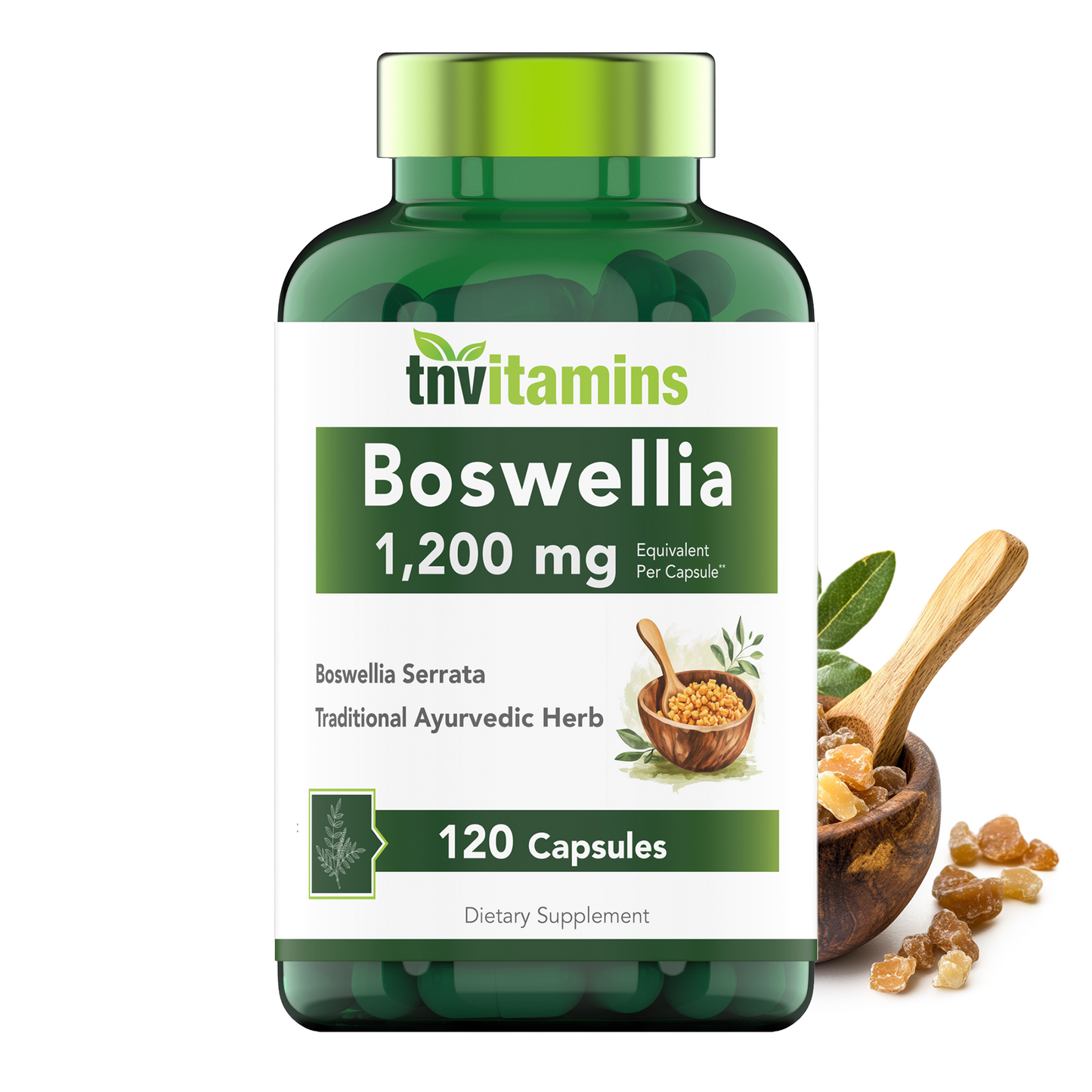 Boswellia Serrata Herbal Extract Capsules | 1200 MG/Capsule (120 Capsules) | Joint Support Supplement* | Promotes Mobility & Flexibility* | Ayurvedic Herb: Indian Olibanum/Frankincense | TNVitamins