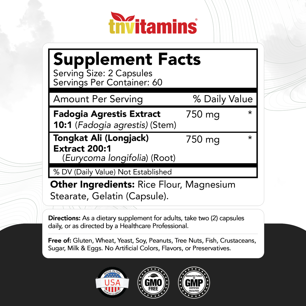 Fadogia Agrestis & Tongkat Ali Supplement: 1500mg - 120 Capsules | 750mg Each of Tongkat Ali (Longjack) & Fadogia | Ultra-Potent Formula For Men For Sports Nutrition, Athletic Performance, & Muscles*