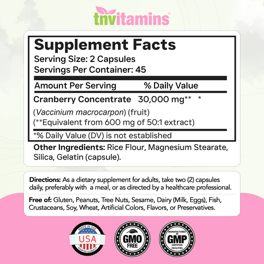 Cranberry Pills for Women: 30,000 mg - 90 Capsules | Urinary Tract Health & Support* | Cranberry Concentrate Extract Vitamin Supplement for Women | Non-GMO | Made in The USA!