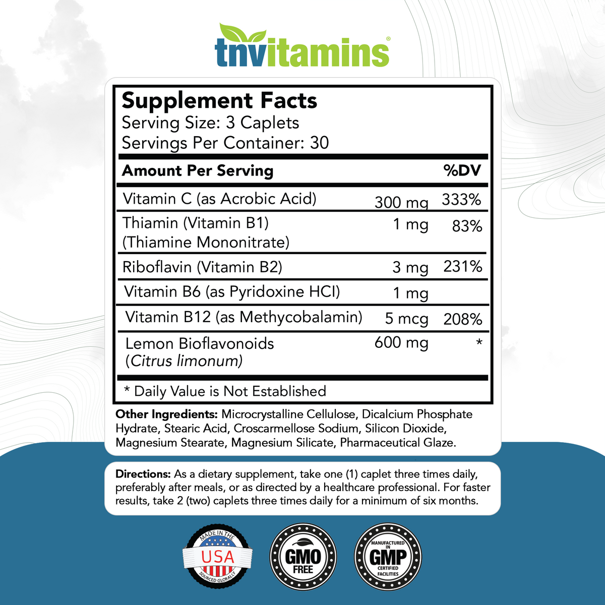 tnvitamins  **New Larger Size and New Label** Tinni-Care Lemon Bioflavaniod Supplement an Ear Ringing Relief Formula That May Help with Ringing Over Time | 120 Caplets - Vitamins C, B1, B2, B6 & B12
