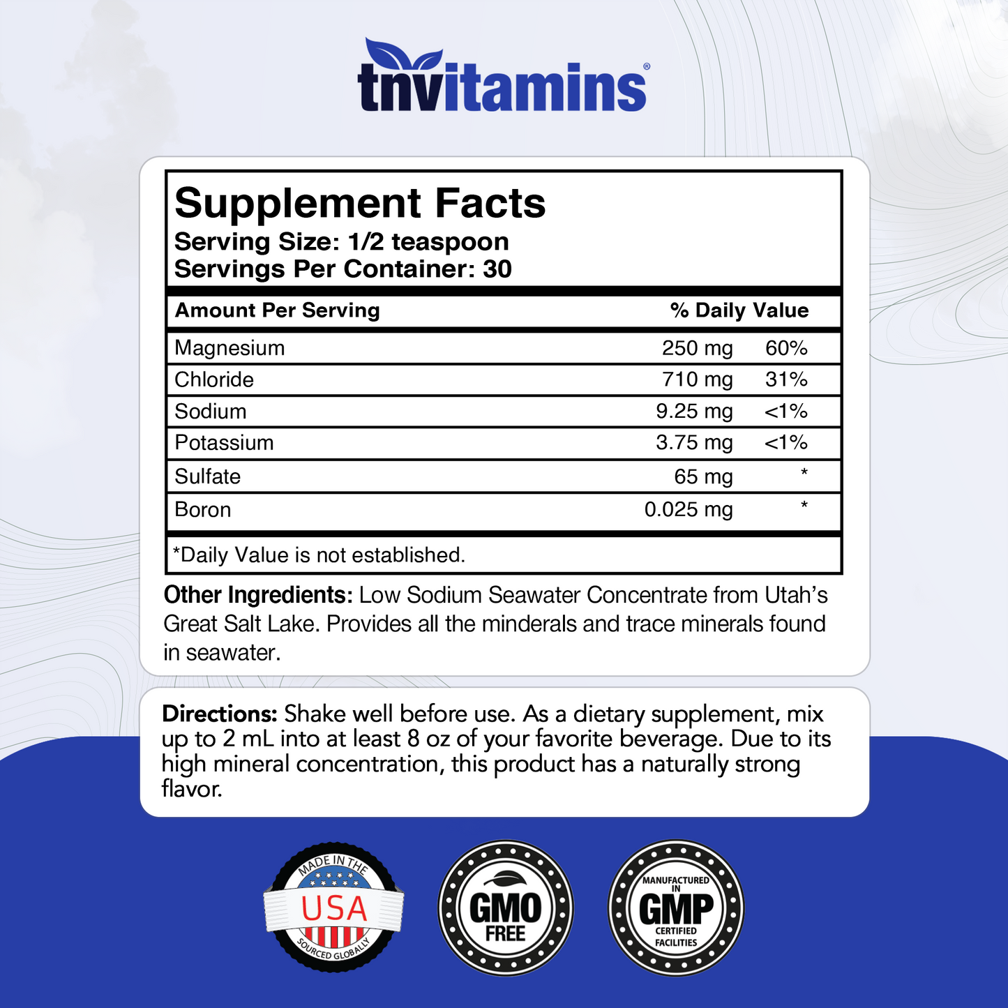 TNVitamins Trace Mineral Drops: Ultra Potent Electrolyte Hydration Formula | 2 Fl. Oz - 1 Month Supply | From the Great Salt Lake in Utah